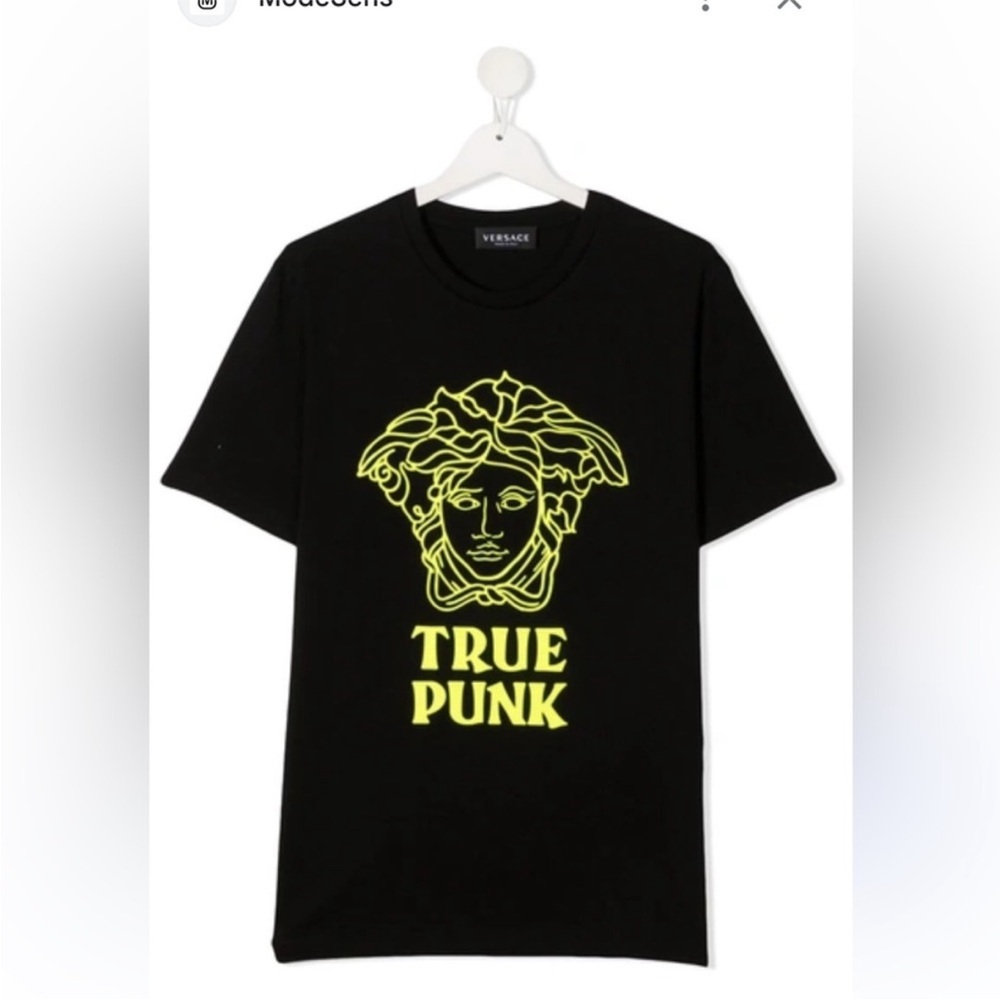 Versace Black Tee with Neon Yellow Medusa NEW